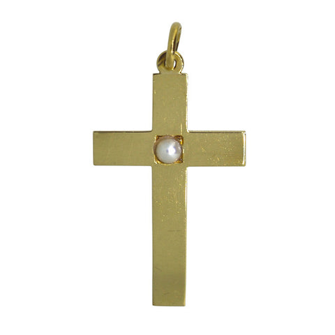 Antique Pearl Cross Pendant