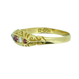 18ct Victorian Diamond & Cabochon Ruby Ring
