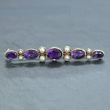 Amethyst & Pearl Bar Brooch