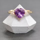 Heart shaped amethyst and diamond ring