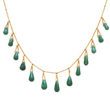 A Victorian gold trace chain necklace with fringe collar made of aventurine gemstones.