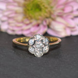 vintage gold and platinum diamond daisy ring