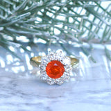 Fire Opal & Diamond Ring