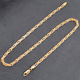 Vintage yellow gold fancy flat link chain.