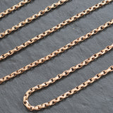 Victorian 9ct rose gold oval link long guard chain. Circa 1890.