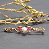 Pearl & Ruby Bar Brooch