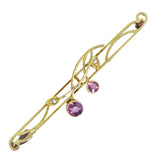 Almandine Garnet & Pearl Bar Brooch