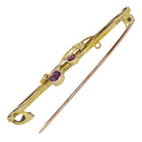 Almandine Garnet & Pearl Bar Brooch