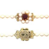 Pearl Necklace with Pearl & Garnet Clasp