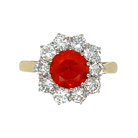 Fire Opal & Diamond Ring