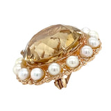 Citrine & Pearl Brooch