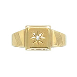 Yellow gold single diamond set signet ring
