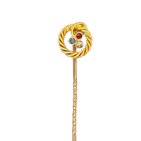 Ruby, Sapphire & Diamond Tie Pin