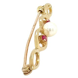 Pearl & Ruby Bar Brooch