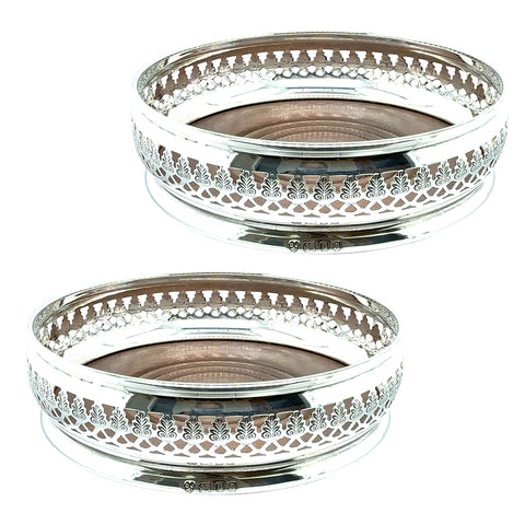 Pair of Gallery Silver Bottle Coasters