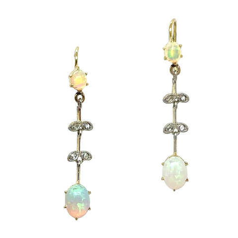 Opal & Diamond Drop Earrings