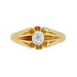 Yellow gold ring with a single Victorian cut diamond