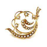 Edwardian 15ct yellow gold seed pearl lily of the valley brooch