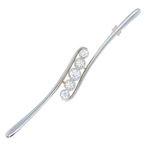 Diamond Bar Brooch