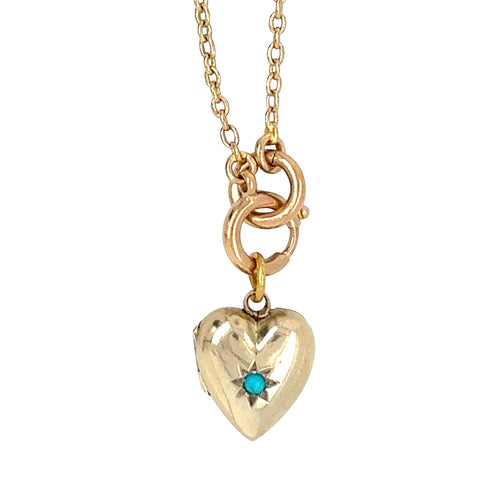 Turquoise Heart Locket Necklace