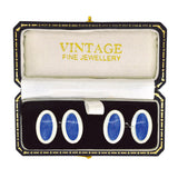 blue enamel cuff links