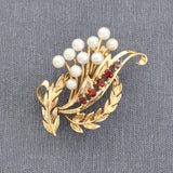 Garnet & Pearl Brooch