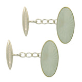 white guilloche enamel cufflinks