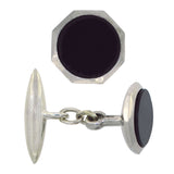 Onyx Set Silver Cuff Links