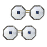 Mother of Pearl & Sapphire Cuff Links