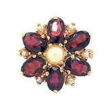 Garnet and pearl ring