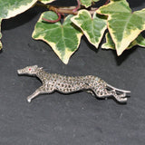 Silver marcasite set 'greyhound' brooch. Circa 1950s, with safety catch