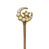 Pearl Set Crescent & Star Tie Pin