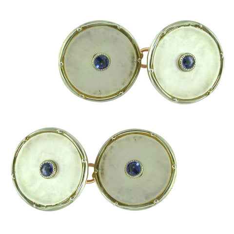 Pearl & Sapphire Cuff-Links