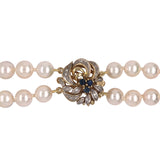Pearl Bracelet with Diamond & Sapphire Clasp