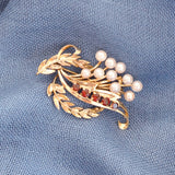 Garnet & Pearl Brooch