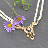 Pearl Necklace With Gold & Diamond Pendant