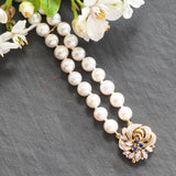 Pearl Bracelet with Diamond & Sapphire Clasp
