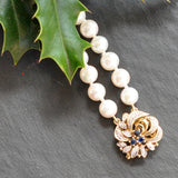 Pearl Bracelet with Diamond & Sapphire Clasp
