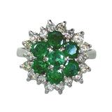Vintage emerald and diamond cluster ring
