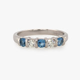 Aquamarine & Diamond Half Eternity Ring