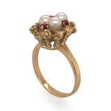 Pearl & Ruby Cluster Ring
