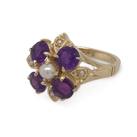 Amethyst & Pearl Ring