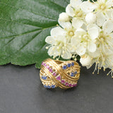 Ruby and sapphire ring.