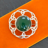 Silver Chrysoprase Brooch
