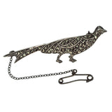 Marcasite pheasant brooch, tested as silver. Safety catch and chain.