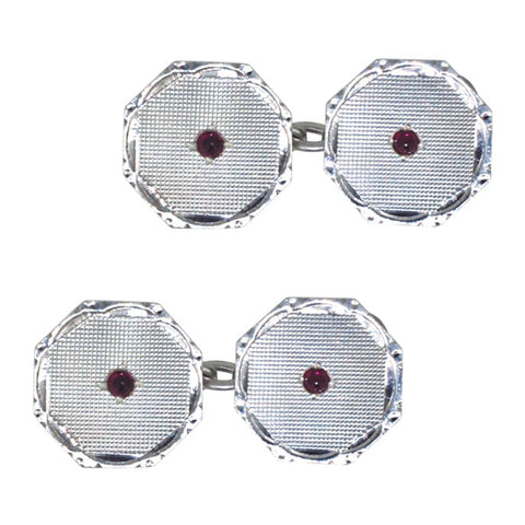 Silver & Ruby Cuff Links