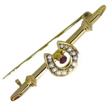 Pearl Horse Shoe & Ruby Brooch