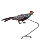 enamel pheasant brooch