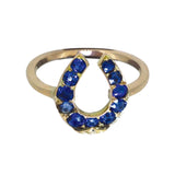 Sapphire & Diamond Horse Shoe Ring