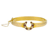 Ruby & Diamond Horse Shoe Bangle